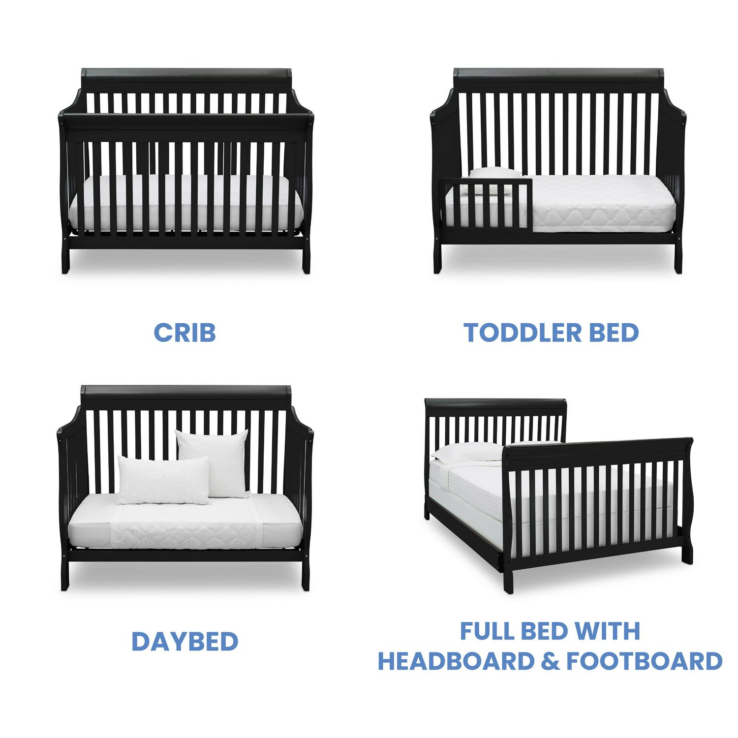 Delta Children Canton 4-in-1 Convertible Crib, Black - Image 4