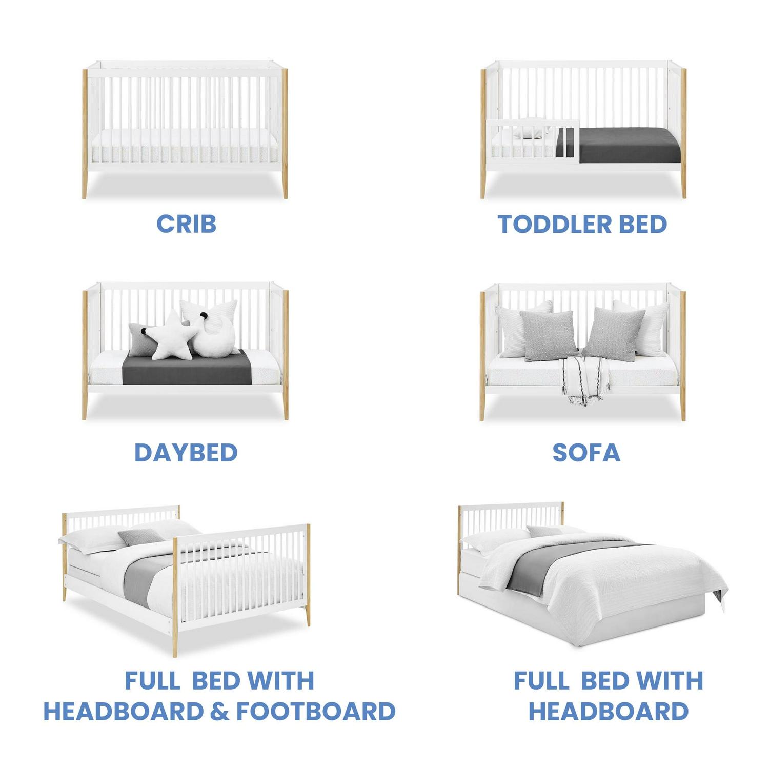 Delta Children Casey 4-in-1 Convertible Crib, Bianca White/Natural - Image 5