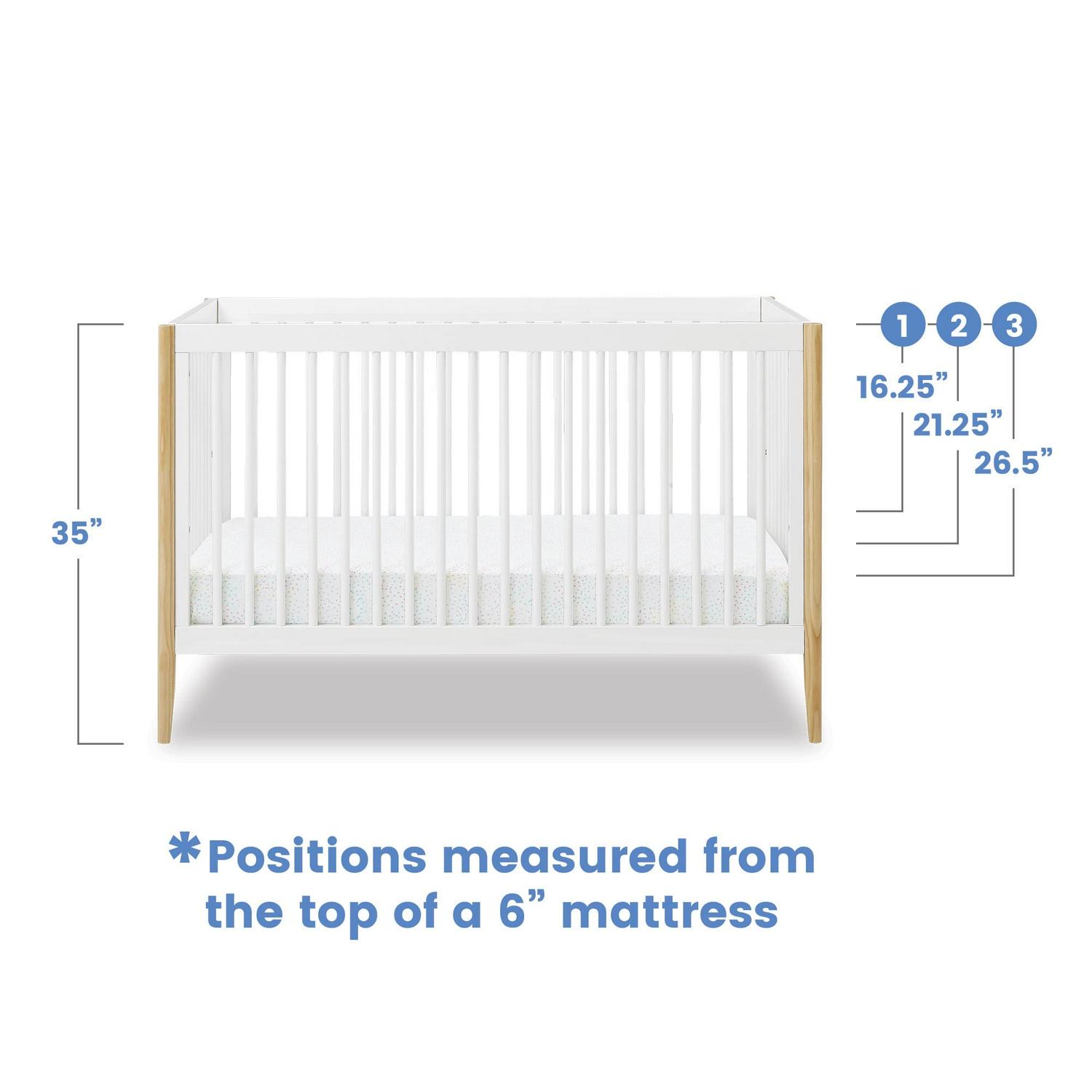 Delta Children Casey 4-in-1 Convertible Crib, Bianca White/Natural - Image 7