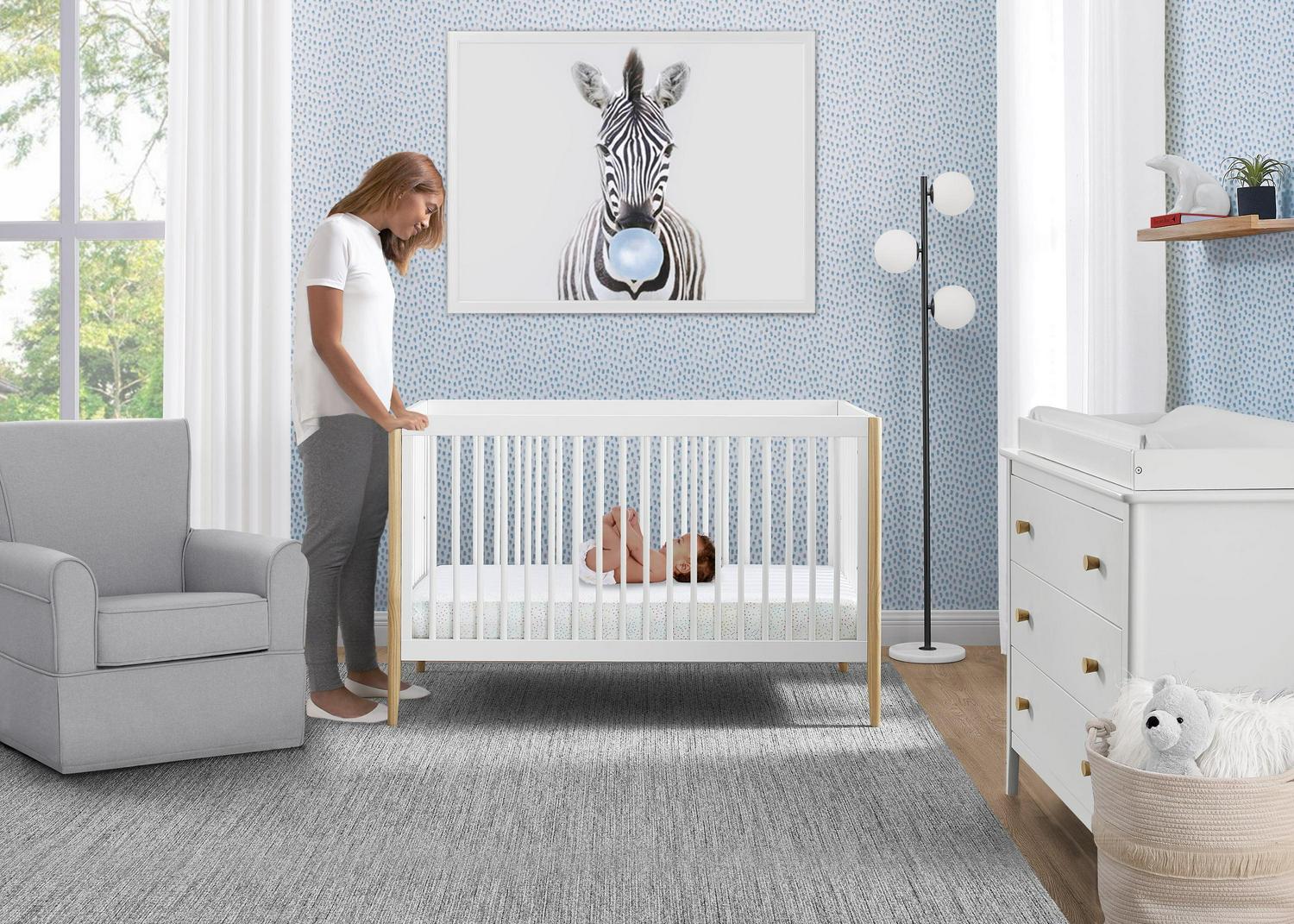 Delta Children Casey 4-in-1 Convertible Crib, Bianca White/Natural - Image 2