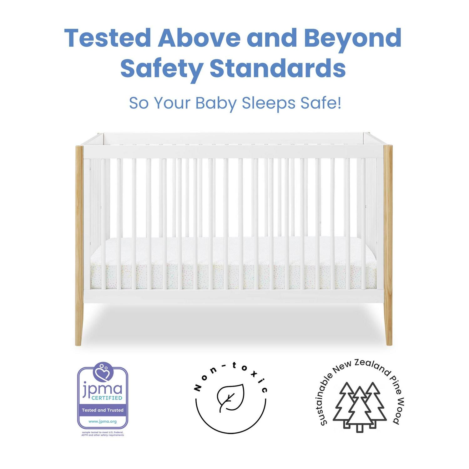 Delta Children Casey 4-in-1 Convertible Crib, Bianca White/Natural - Image 4