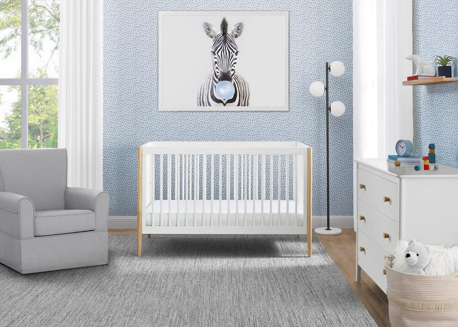 Delta Children Casey 4-in-1 Convertible Crib, Bianca White/Natural - Image 3