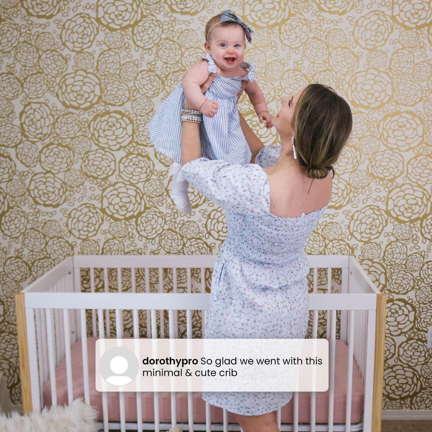 Delta Children Casey 4-in-1 Convertible Crib, Bianca White/Natural - Image 9