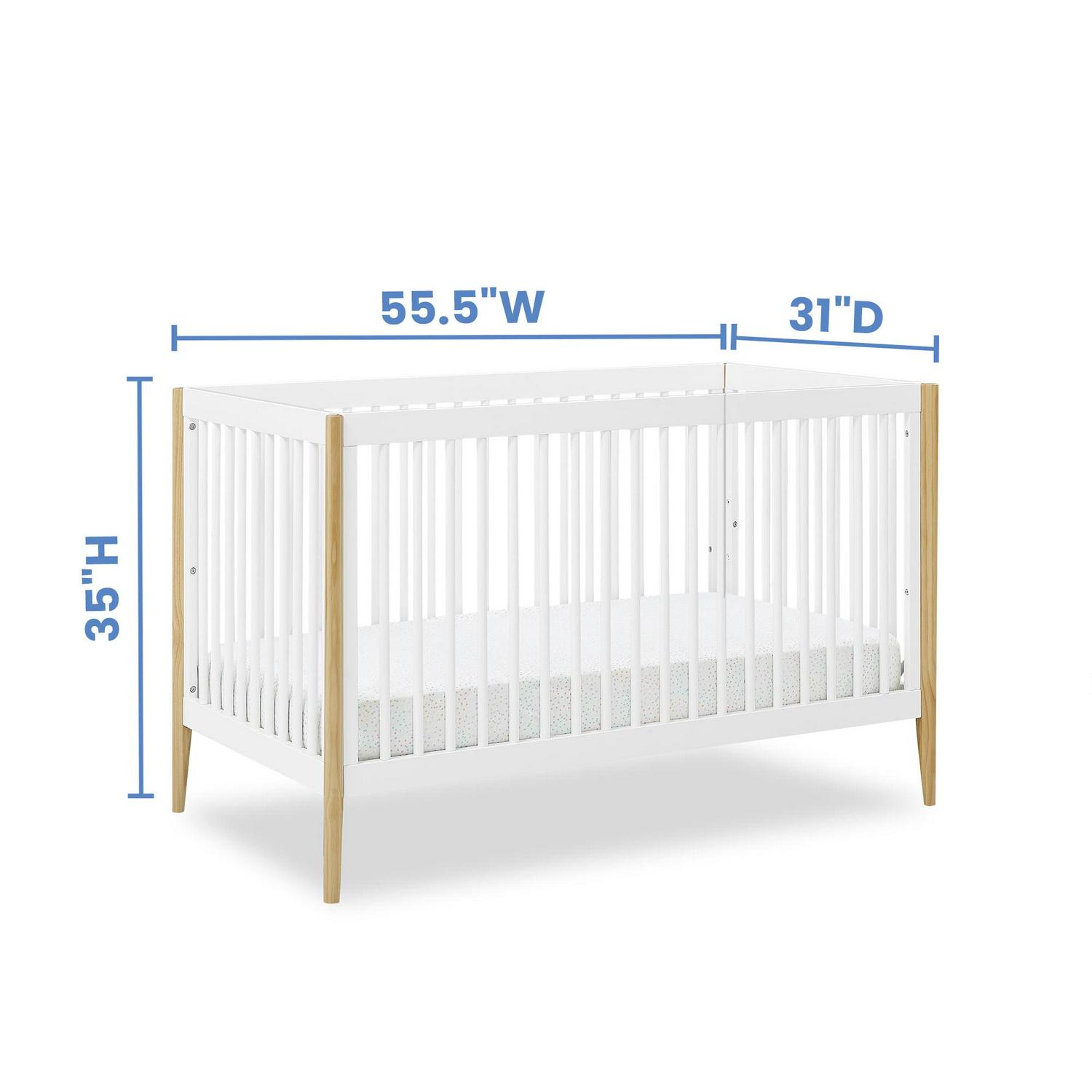 Delta Children Casey 4-in-1 Convertible Crib, Bianca White/Natural - Image 6