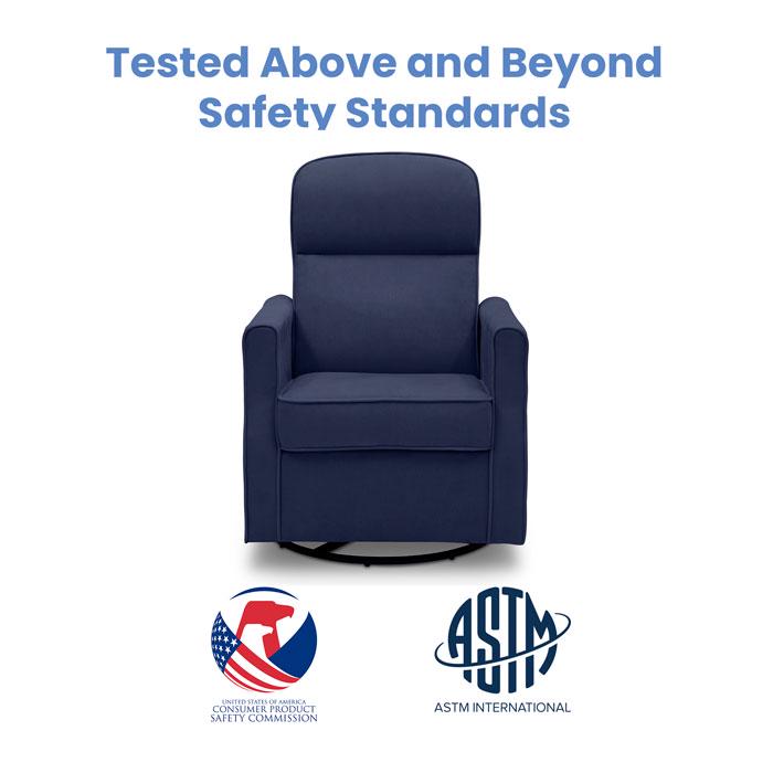 Delta Children Clair Slim Nursery Glider Swivel Rocker Chair, Navy - Image 12