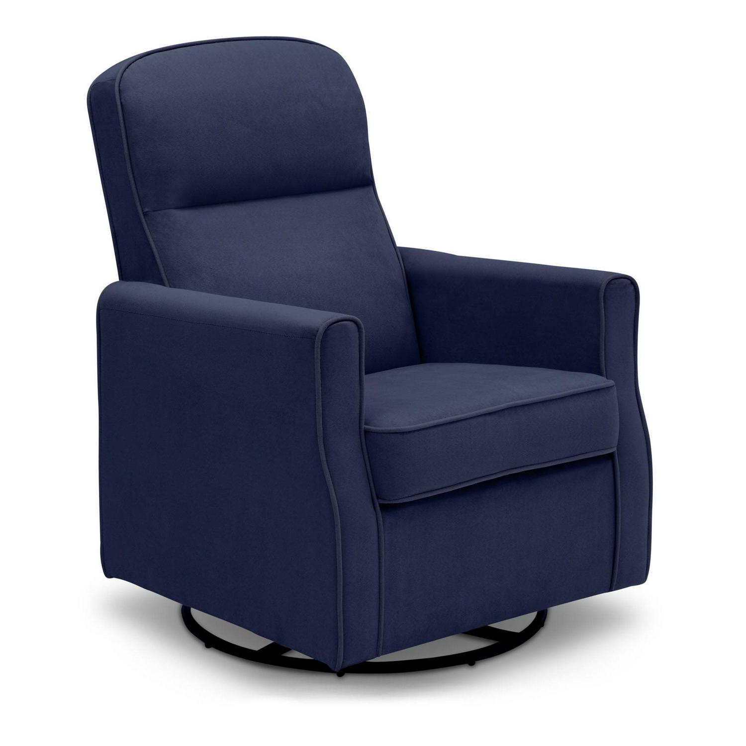 Delta Children Clair Slim Nursery Glider Swivel Rocker Chair, Navy - Image 6