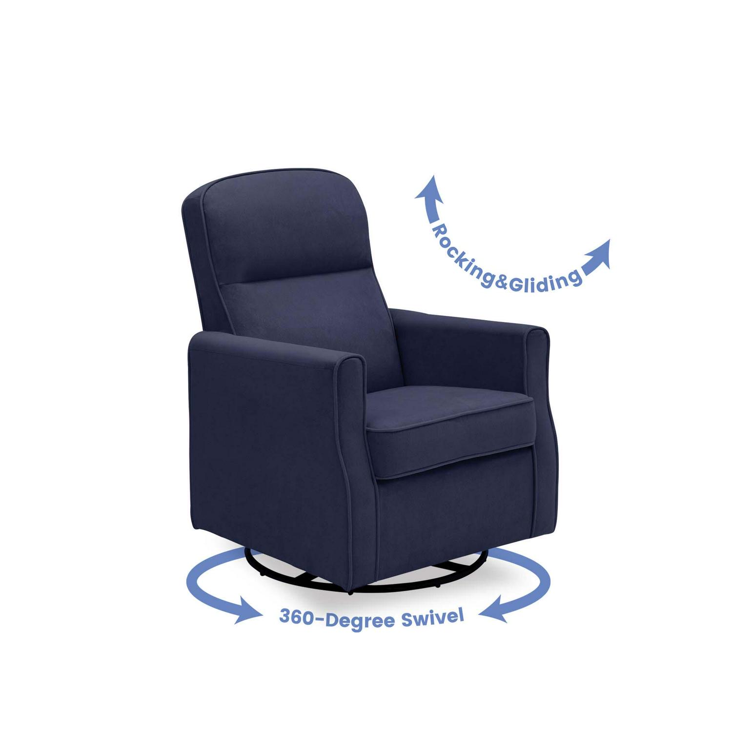 Delta Children Clair Slim Nursery Glider Swivel Rocker Chair, Navy - Image 13