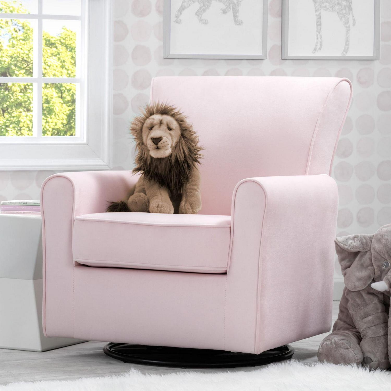 Delta Children Elena Glider Swivel Rocker Chair, Blush Velvet