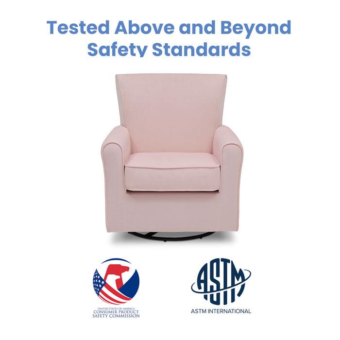 Delta Children Elena Glider Swivel Rocker Chair, Blush Velvet - Image 6