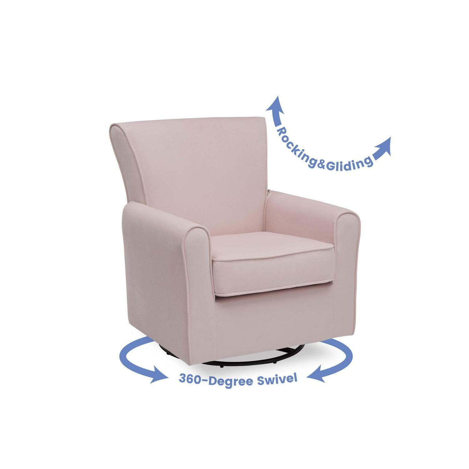 Delta Children Elena Glider Swivel Rocker Chair, Blush Velvet - Image 5