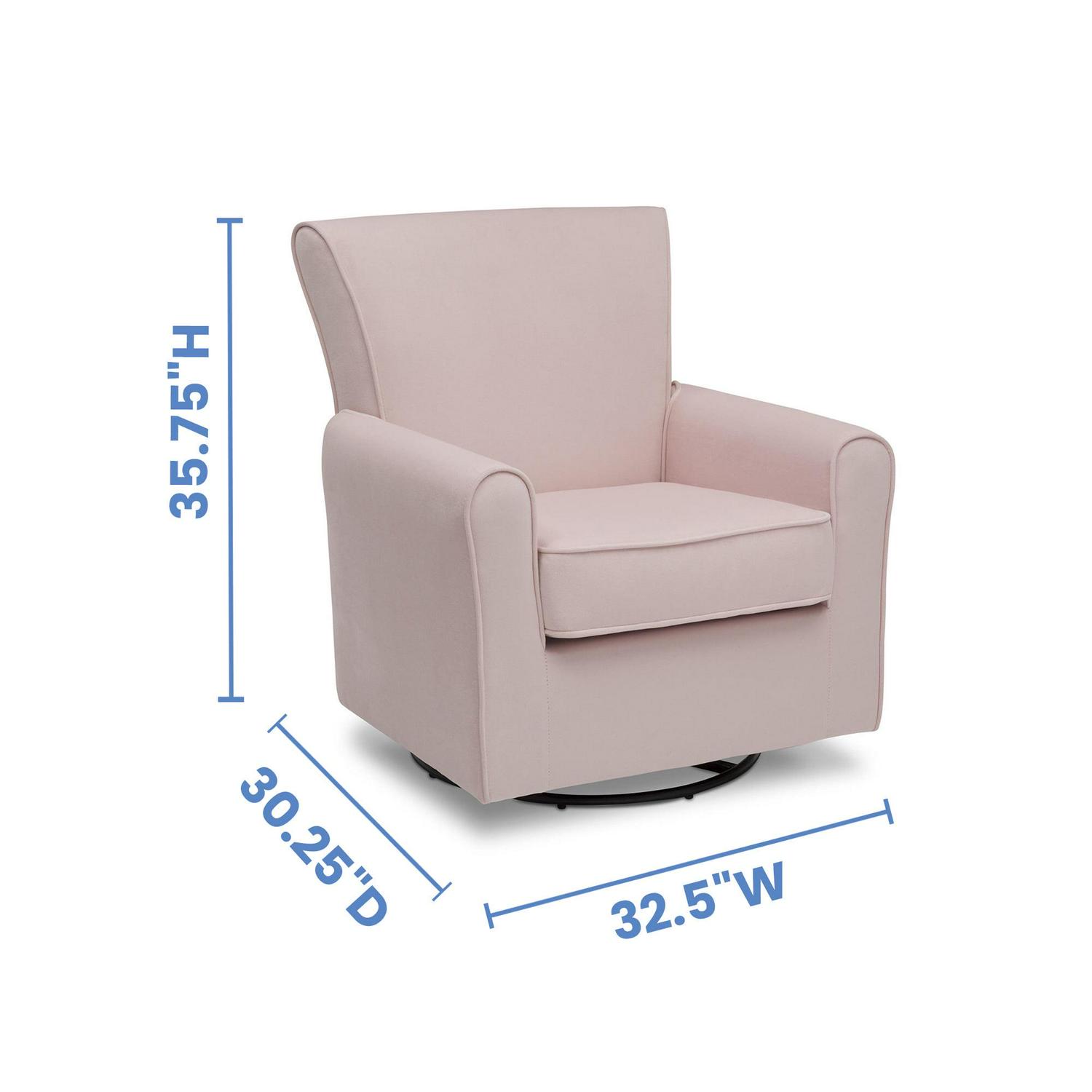 Delta Children Elena Glider Swivel Rocker Chair, Blush Velvet - Image 7