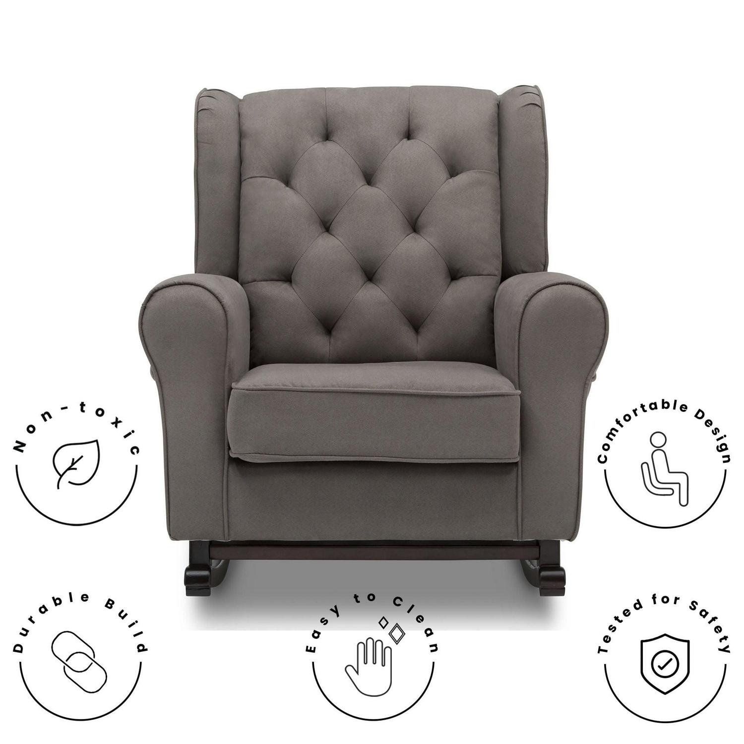 Delta Children Emma Nursery Rocking Chair, Graphite - Image 3