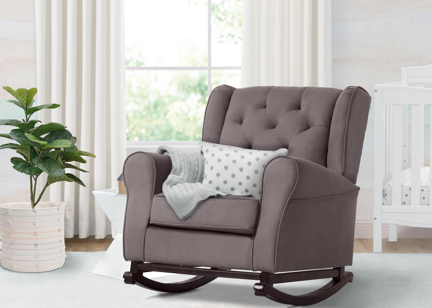 Delta Children Emma Nursery Rocking Chair, Graphite - Image 5