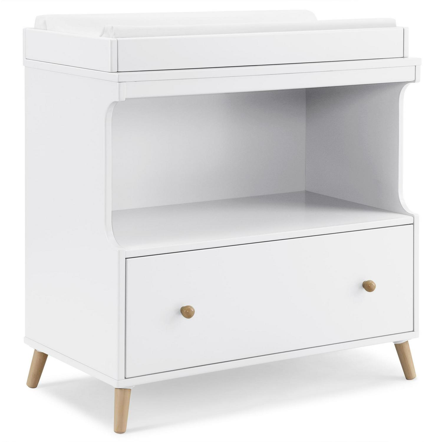 Delta Children Essex Convertible Changing Table with Drawer, Greenguard Gold Certified, Bianca White/Natural - Image 16