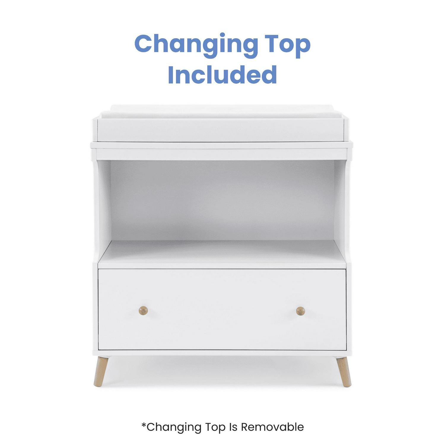 Delta Children Essex Convertible Changing Table with Drawer, Greenguard Gold Certified, Bianca White/Natural - Image 18