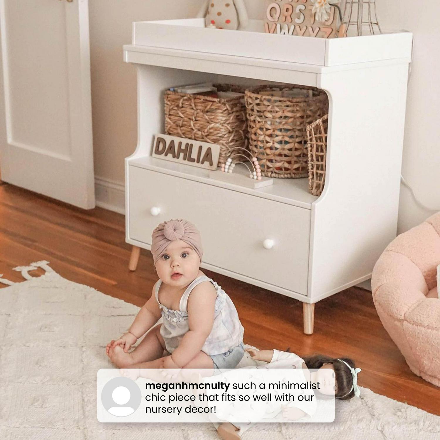 Delta Children Essex Convertible Changing Table with Drawer, Greenguard Gold Certified, Bianca White/Natural - Image 8