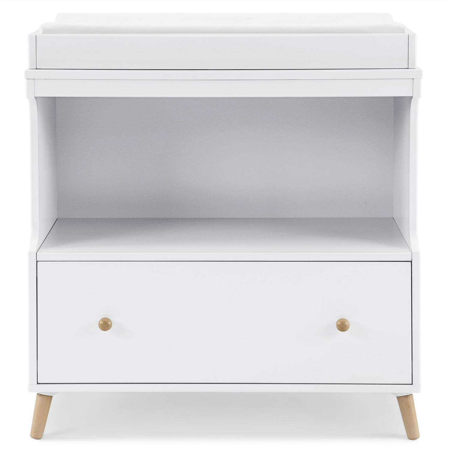 Delta Children Essex Convertible Changing Table with Drawer, Greenguard Gold Certified, Bianca White/Natural - Image 6
