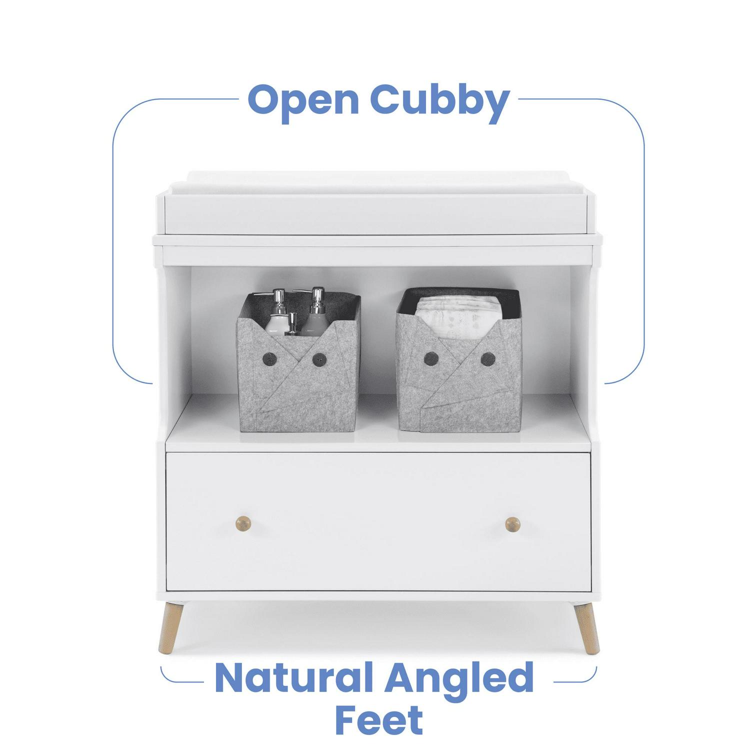 Delta Children Essex Convertible Changing Table with Drawer, Greenguard Gold Certified, Bianca White/Natural - Image 15