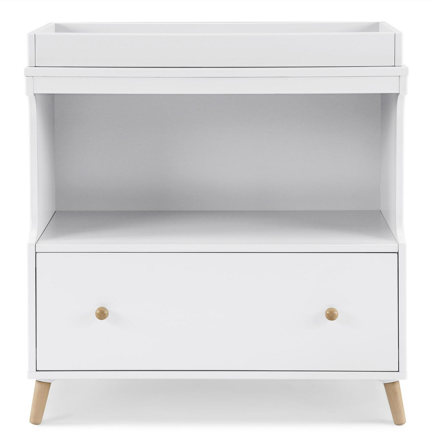Delta Children Essex Convertible Changing Table with Drawer, Greenguard Gold Certified, Bianca White/Natural - Image 14