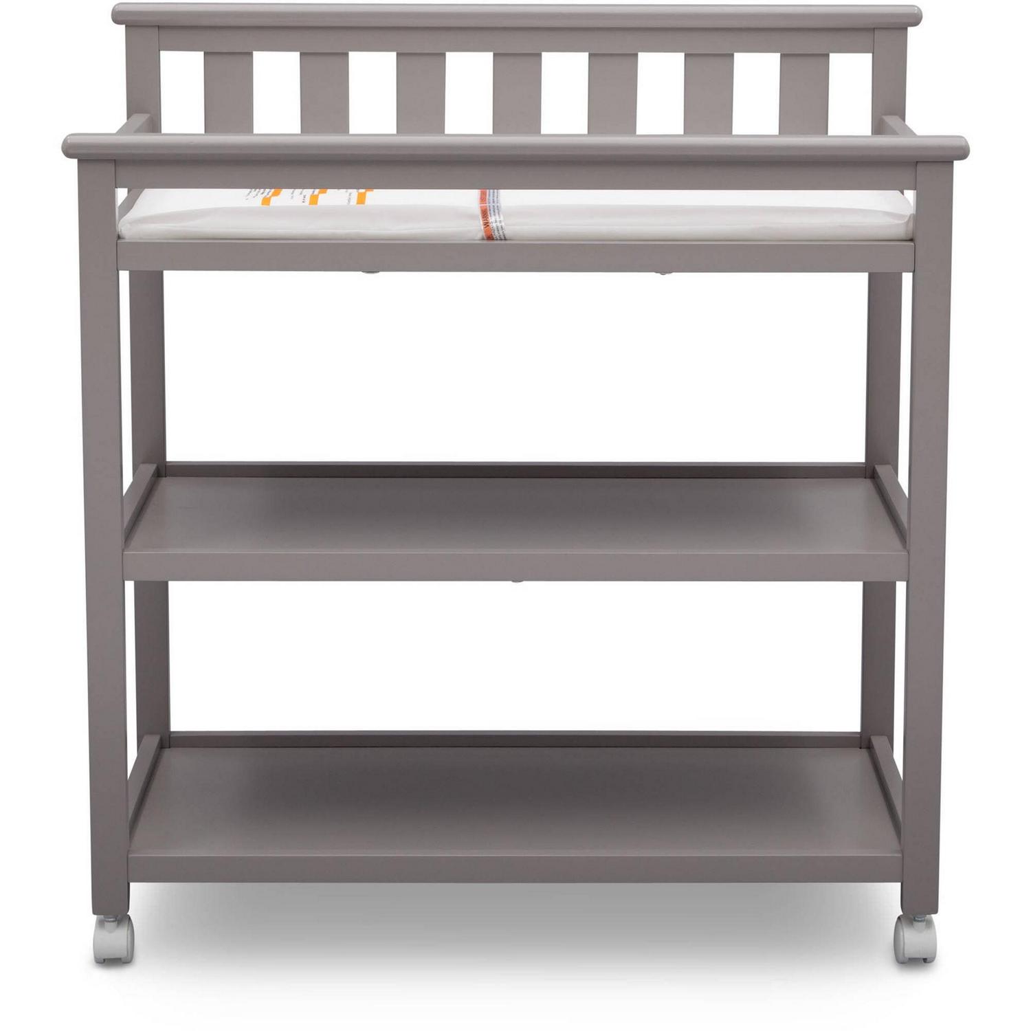 Delta Children Flat Top Changing Table with Casters, Greenguard Gold Certified, Grey - Image 5