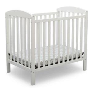 Delta Children Gateway Mini Convertible Baby Crib with 2.75-inch Mattress, Bianca White