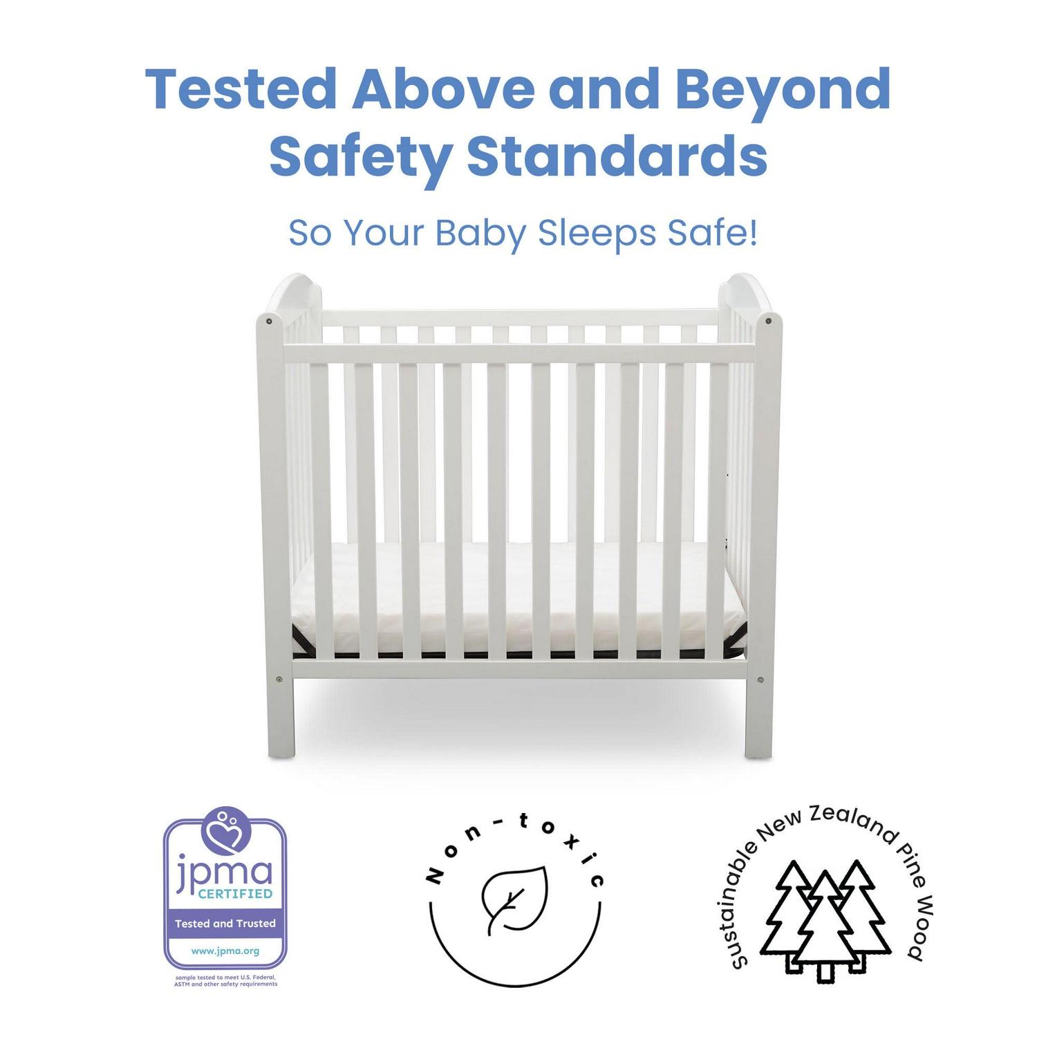 Delta Children Gateway Mini Convertible Baby Crib with 2.75-inch Mattress, Bianca White - Image 3