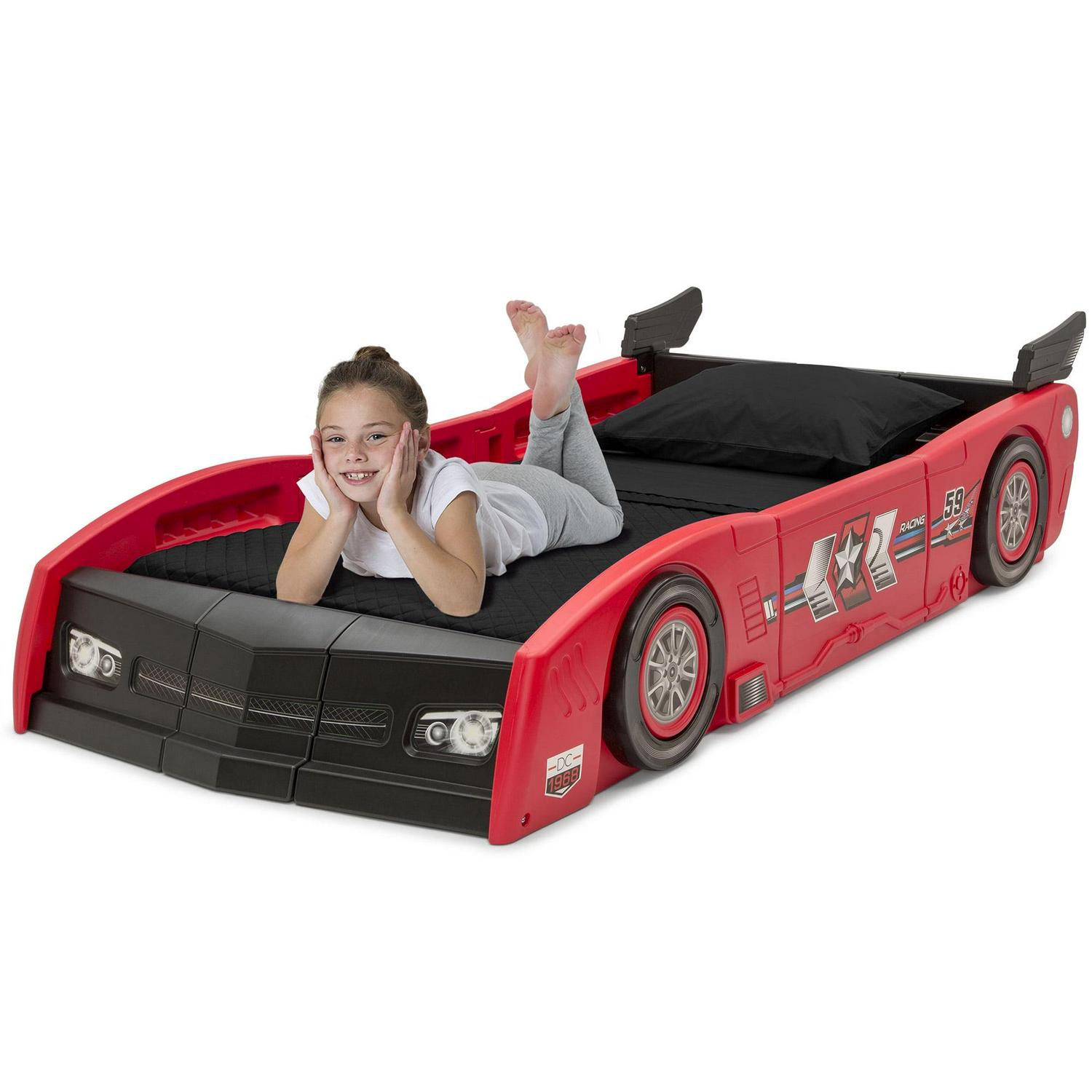 Delta Children Grand Prix Kids Plastic Toddler Bed-Twin, Red - Image 2