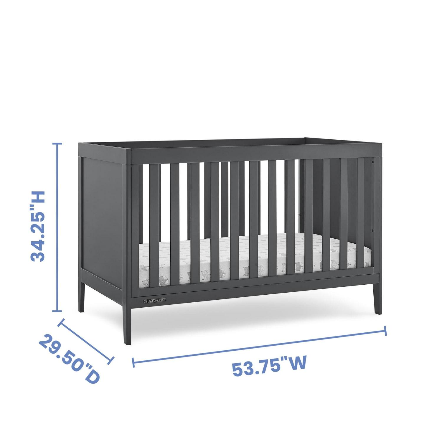 Delta Children Hayes 4-in-1 Convertible Baby Crib - Greenguard Gold Certified, Charcoal - Image 5