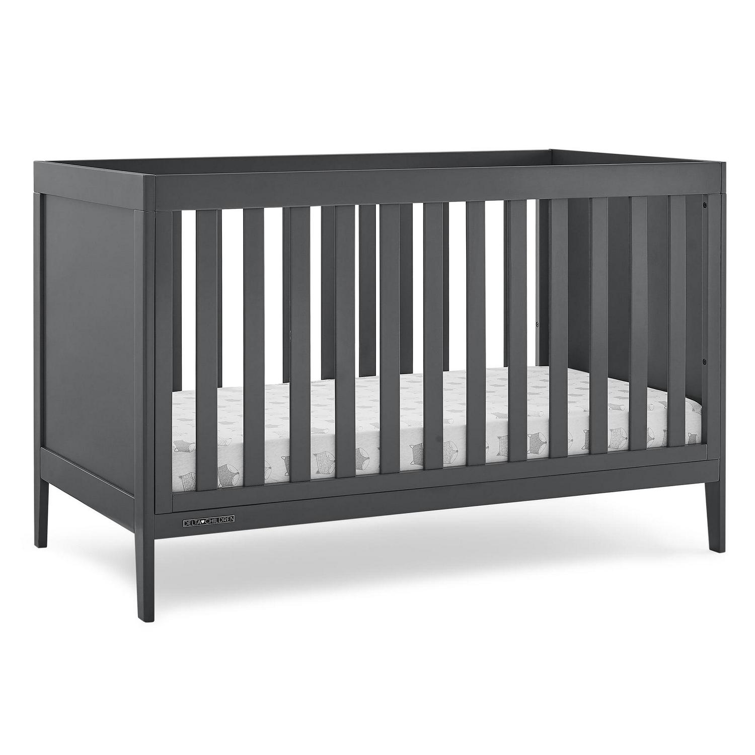 Delta Children Hayes 4-in-1 Convertible Baby Crib - Greenguard Gold Certified, Charcoal - Image 14