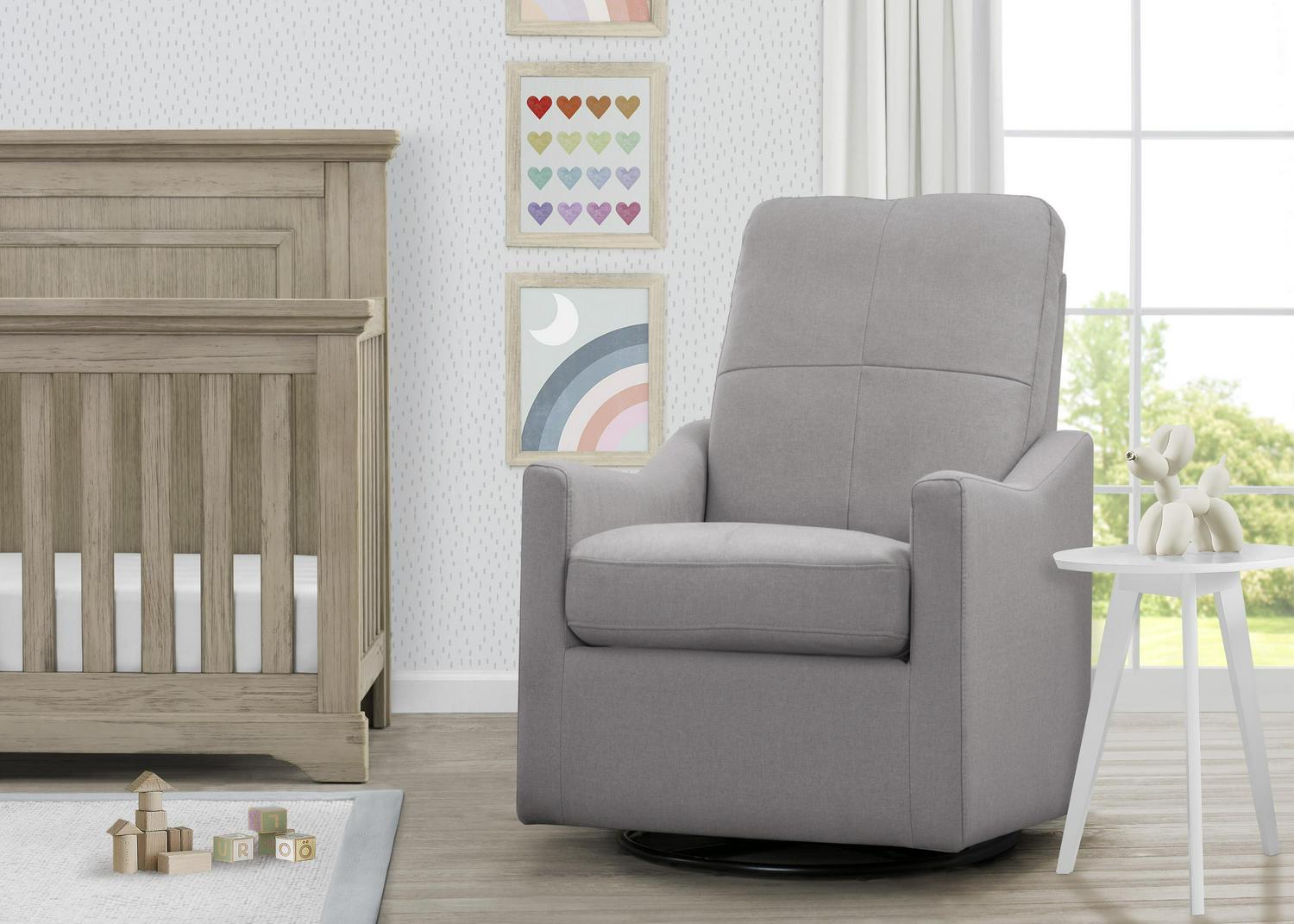 Delta Children Kenwood Slim Nursery Glider Swivel Rocker Chair, French Grey - Image 12