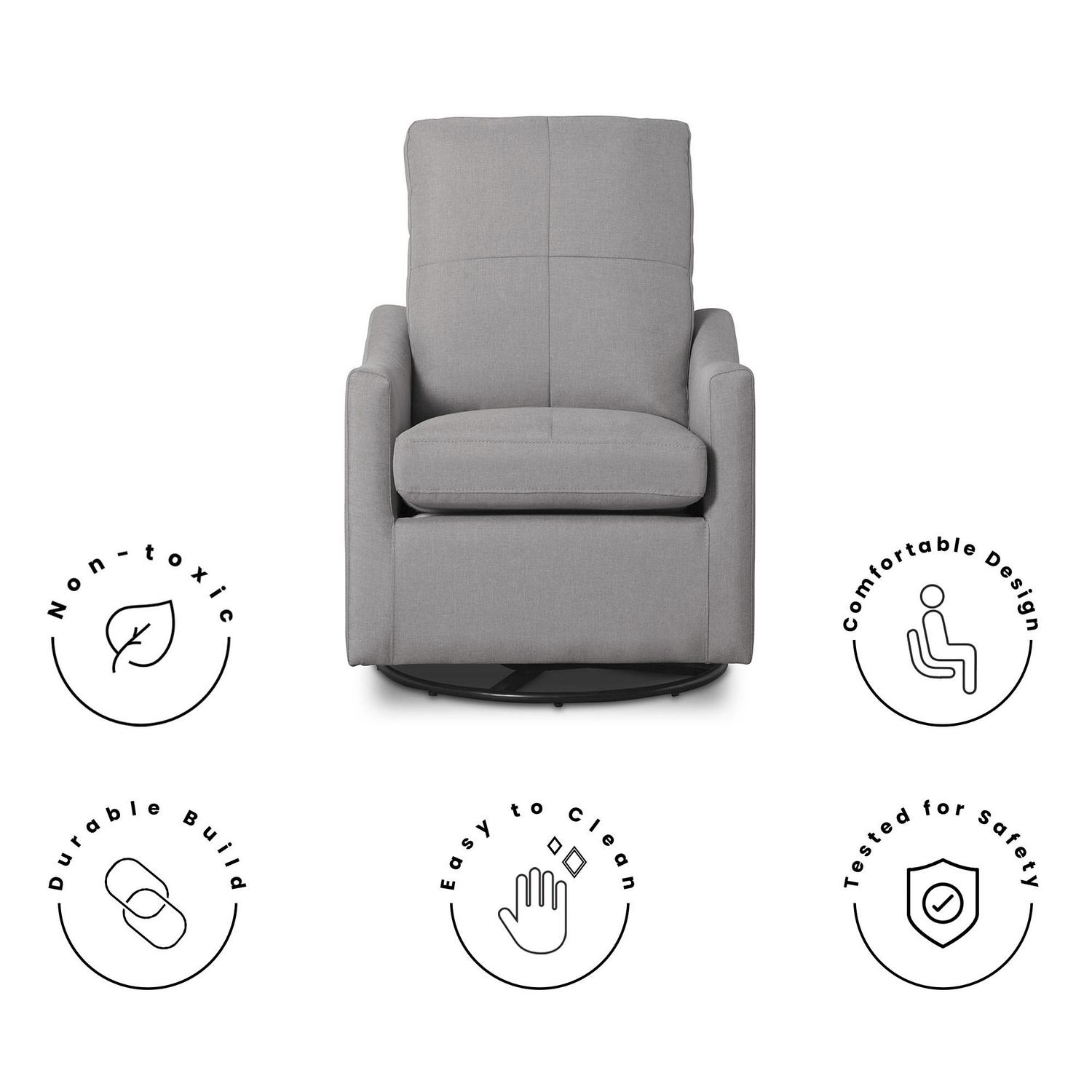 Delta Children Kenwood Slim Nursery Glider Swivel Rocker Chair, French Grey - Image 13