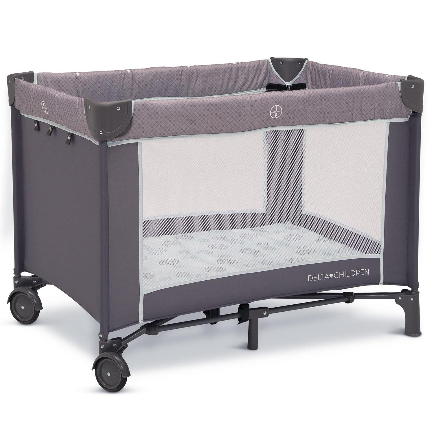 Delta Children LX Deluxe Portable Baby Play Yard With Removable Bassinet and Changing Table, Eclipse - Image 2