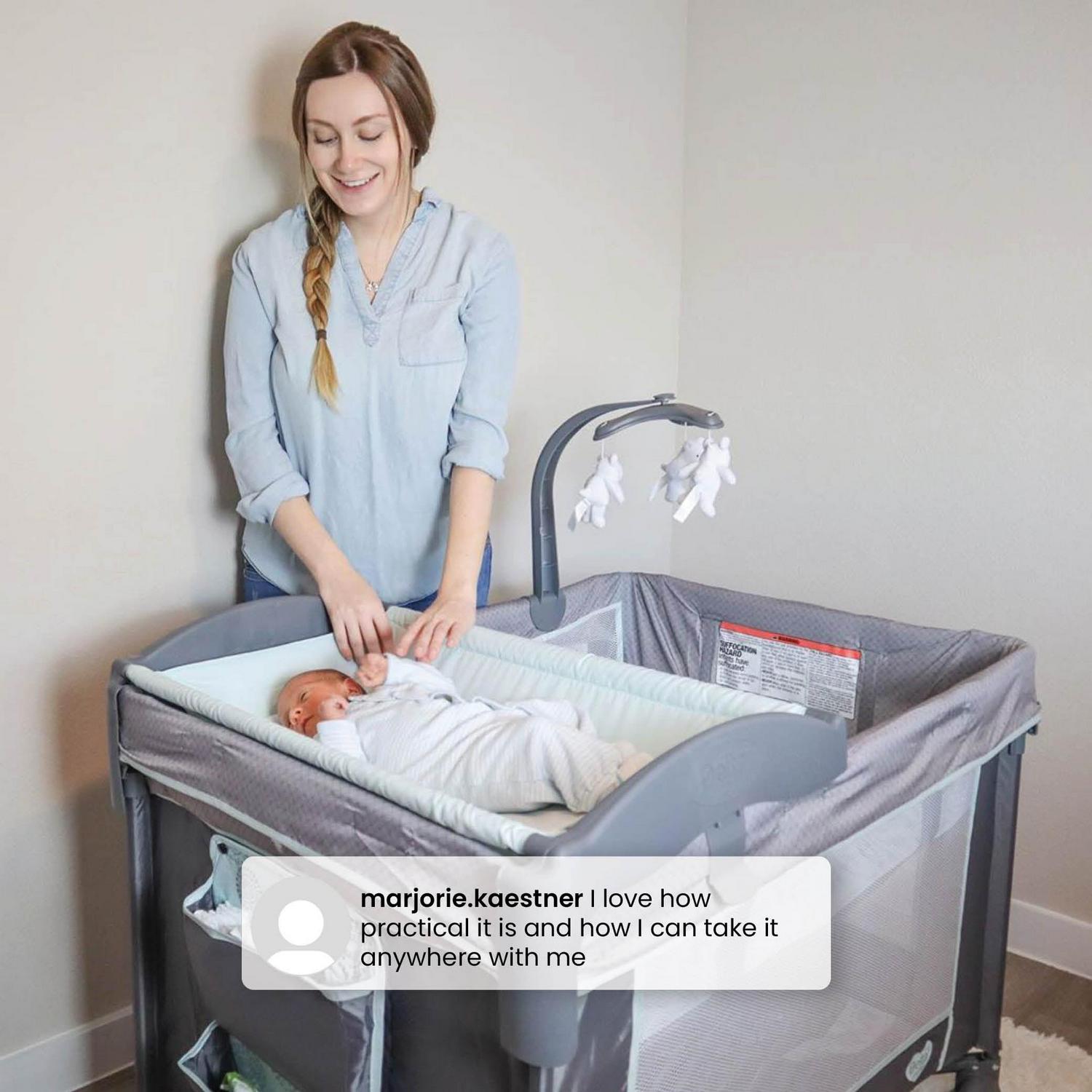 Delta Children LX Deluxe Portable Baby Play Yard With Removable Bassinet and Changing Table, Eclipse - Image 13