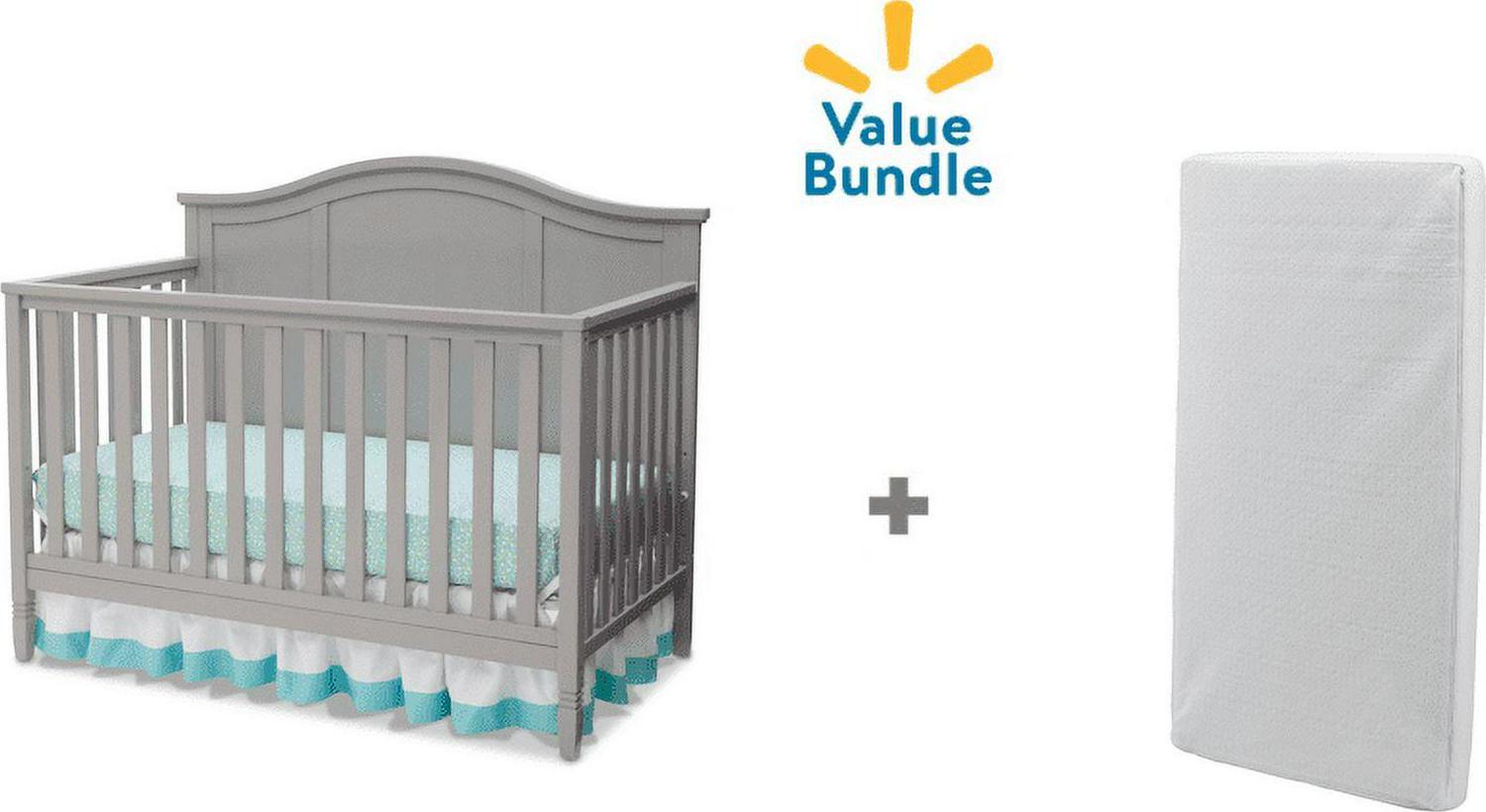 Delta Children Madrid 4-in-1 Convertible Crib with Serta Mattress Value Pack (Gray)