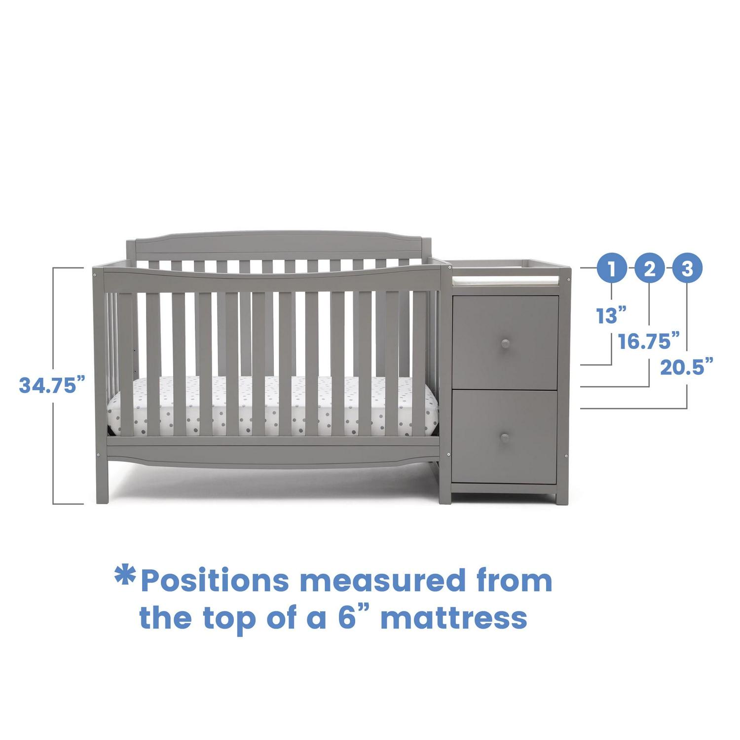 Delta Children Mason 6-in-1 Convertible Crib and Changer, Gray - Image 4