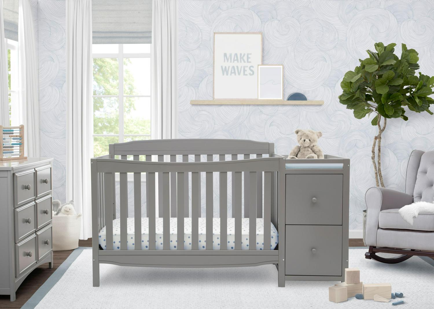 Delta Children Mason 6-in-1 Convertible Crib and Changer, Gray - Image 2