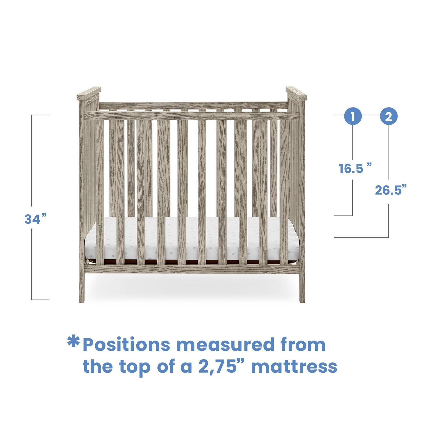 Delta Children Middleton Mini Baby Crib & Mattress, Textured Limestone - Image 8