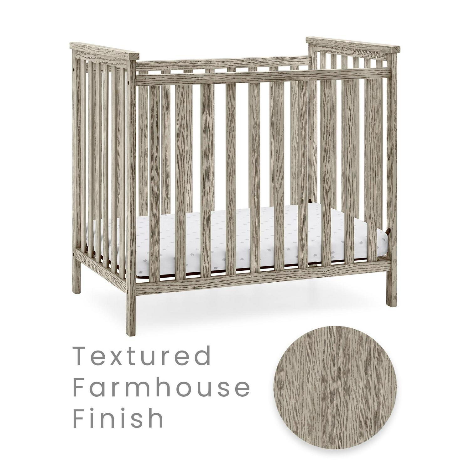 Delta Children Middleton Mini Baby Crib & Mattress, Textured Limestone - Image 4