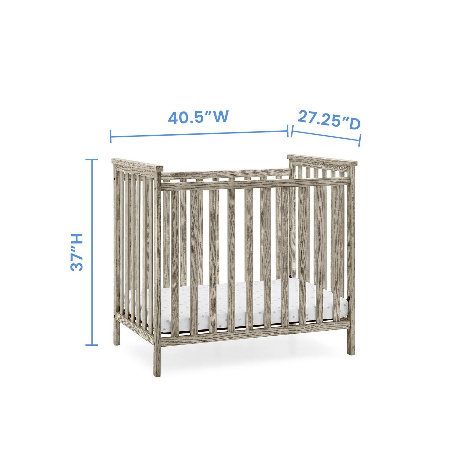 Delta Children Middleton Mini Baby Crib & Mattress, Textured Limestone - Image 7