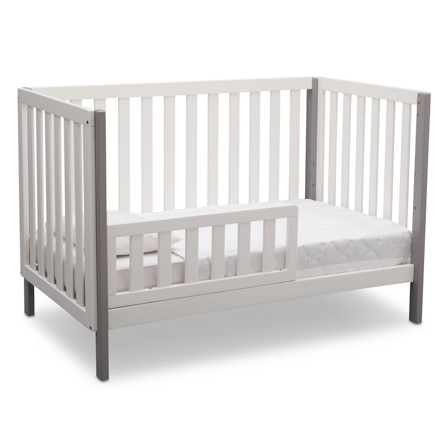 Delta Children Milo 3-in-1 Convertible Crib, Greenguard Gold Certified, Bianca White/Grey - Image 9