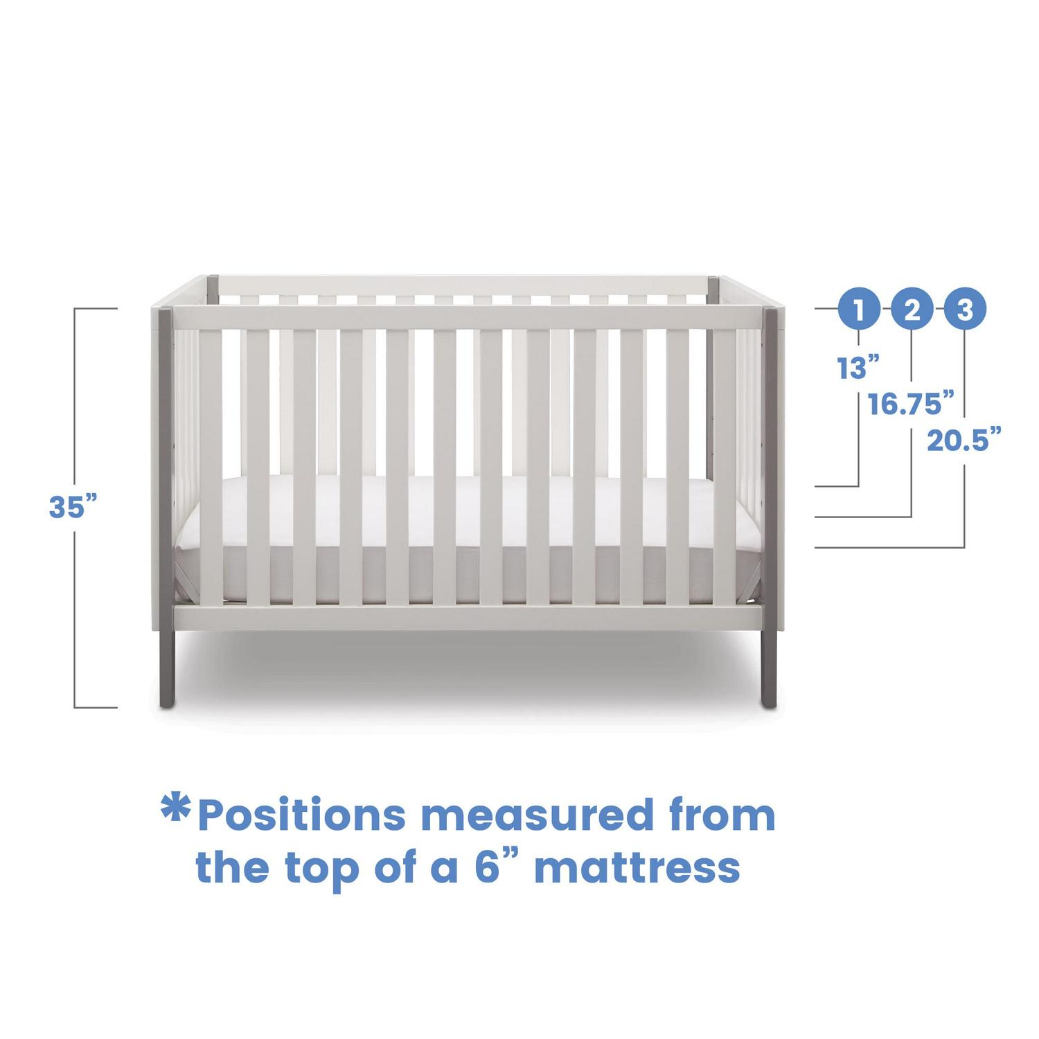 Delta Children Milo 3-in-1 Convertible Crib, Greenguard Gold Certified, Bianca White/Grey - Image 5
