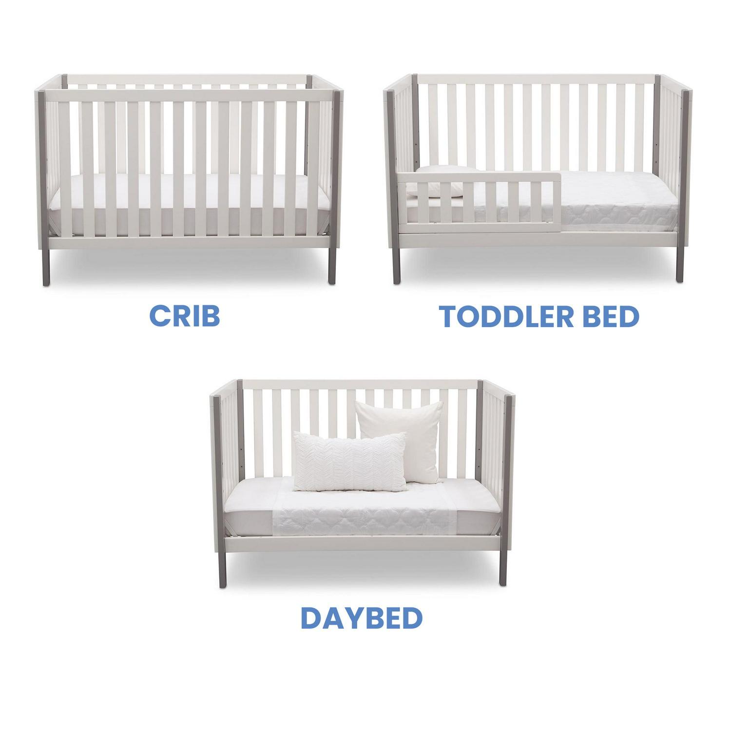 Delta Children Milo 3-in-1 Convertible Crib, Greenguard Gold Certified, Bianca White/Grey - Image 4