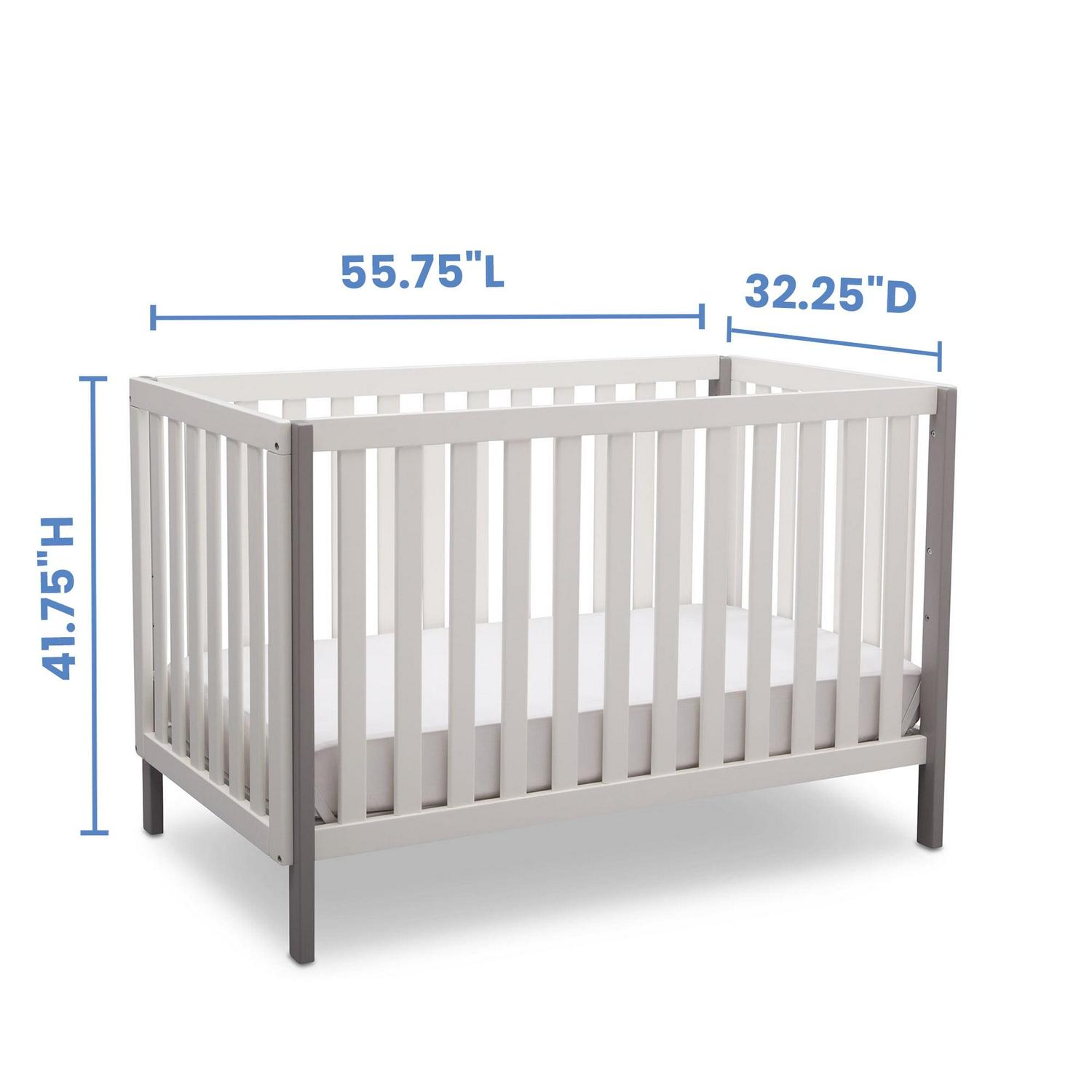 Delta Children Milo 3-in-1 Convertible Crib, Greenguard Gold Certified, Bianca White/Grey - Image 6