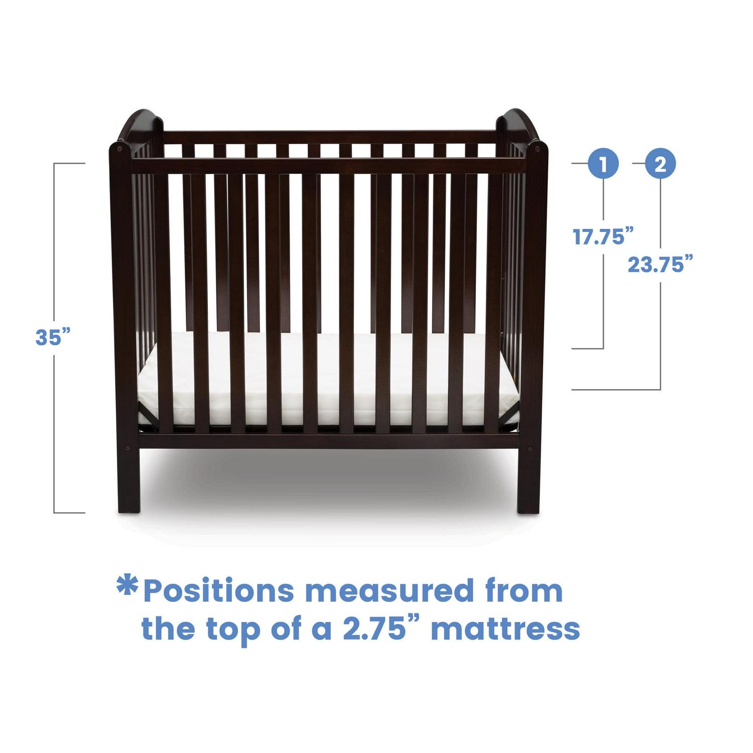Delta Children NEW Gateway Mini Convertible Baby Crib with Mattress, Dark Chocolate - Image 9