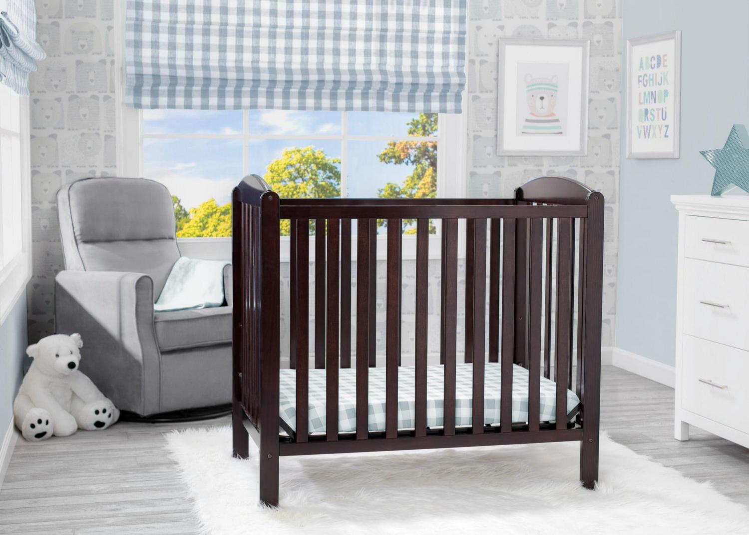 Delta Children NEW Gateway Mini Convertible Baby Crib with Mattress, Dark Chocolate - Image 3