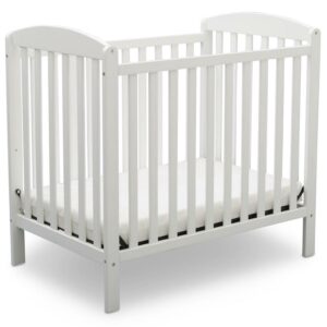 Delta Children NEW Gateway Mini Convertible Baby Crib with Mattress, Bianca White