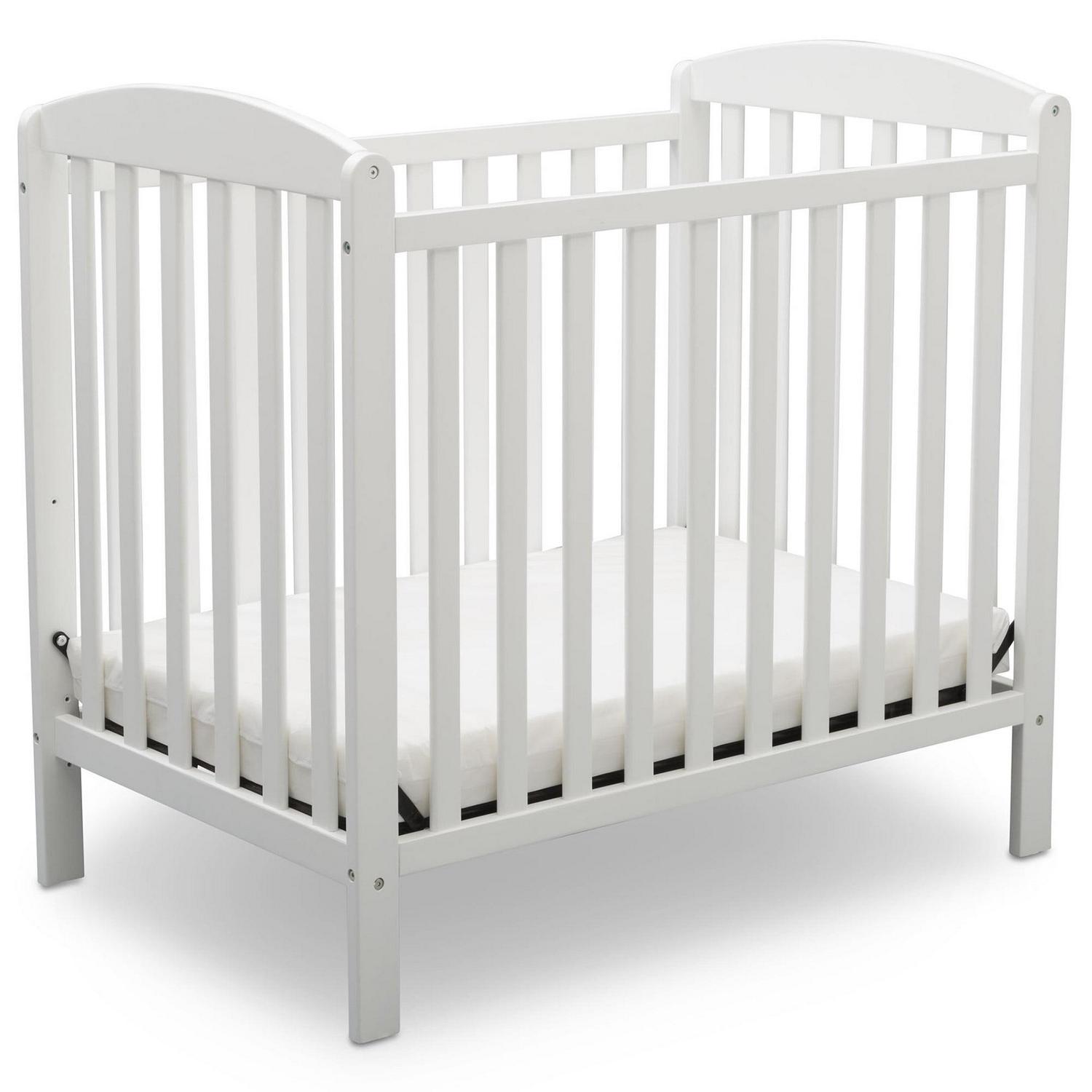 Delta Children NEW Gateway Mini Convertible Baby Crib with Mattress, Bianca White