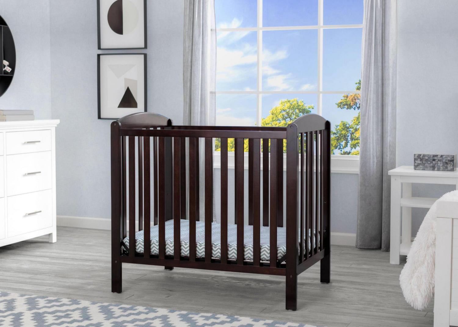 Delta Children NEW Gateway Mini Convertible Baby Crib with Mattress, Dark Chocolate - Image 4