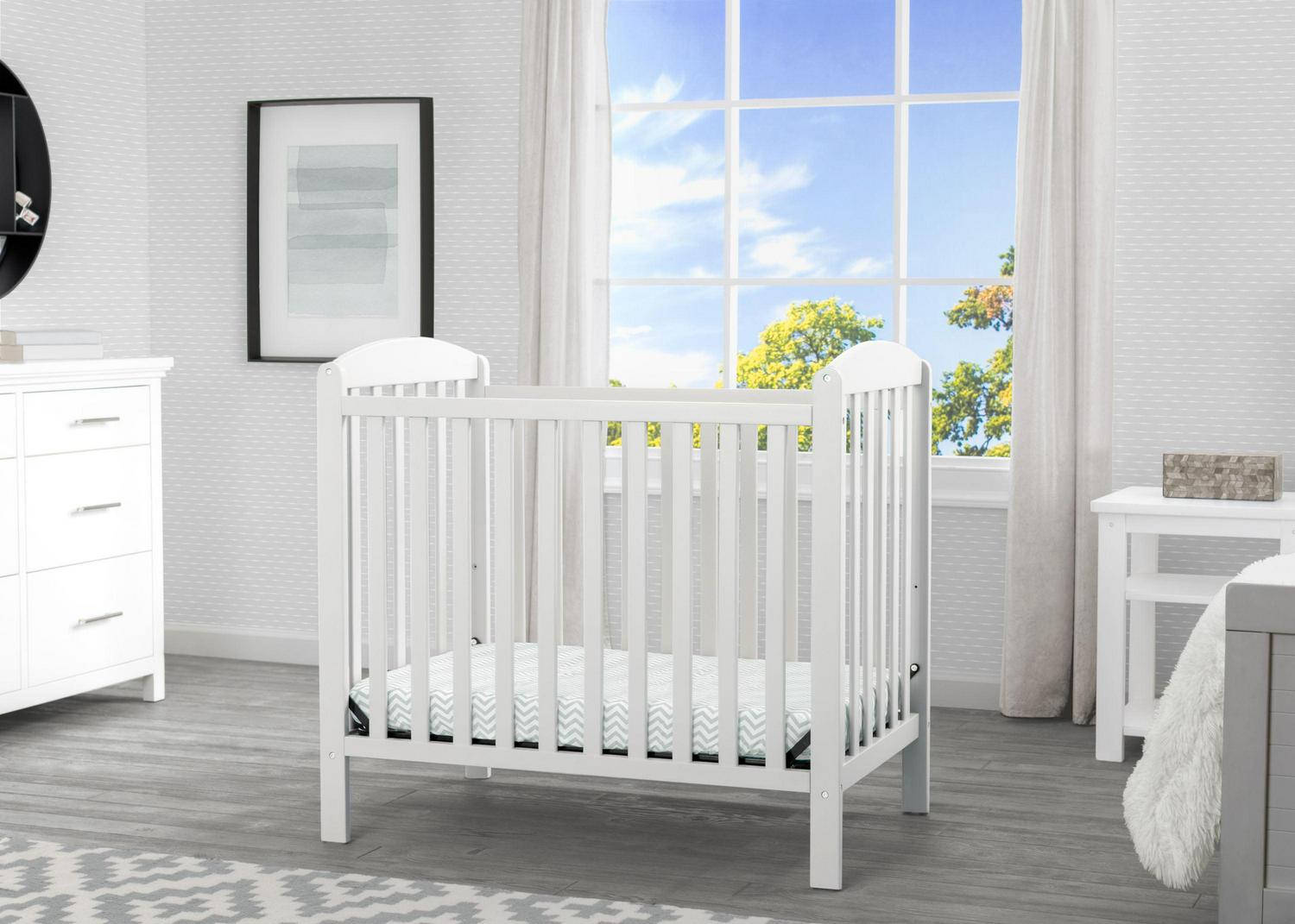 Delta Children NEW Gateway Mini Convertible Baby Crib with Mattress, Bianca White - Image 3