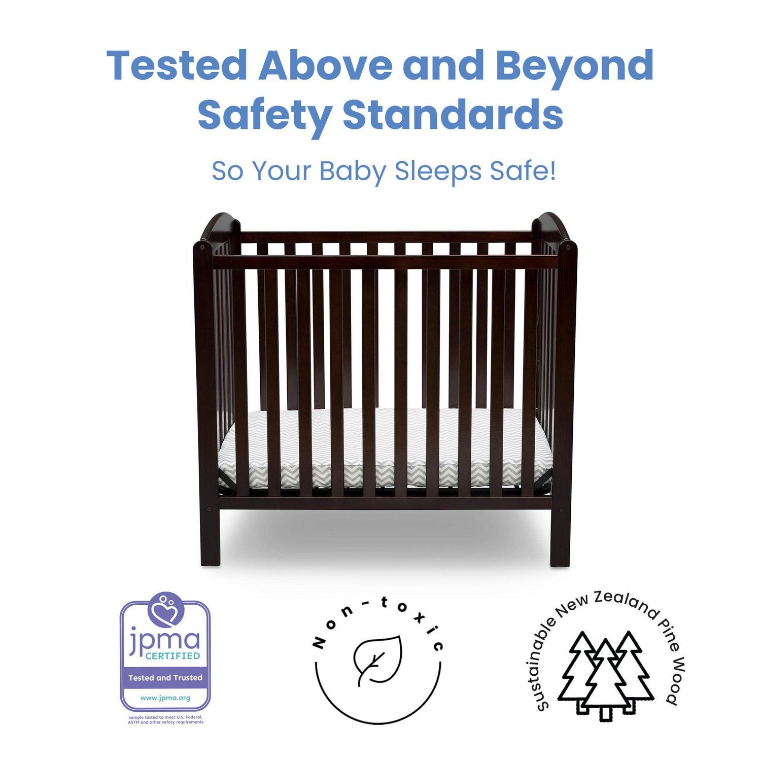 Delta Children NEW Gateway Mini Convertible Baby Crib with Mattress, Dark Chocolate - Image 8